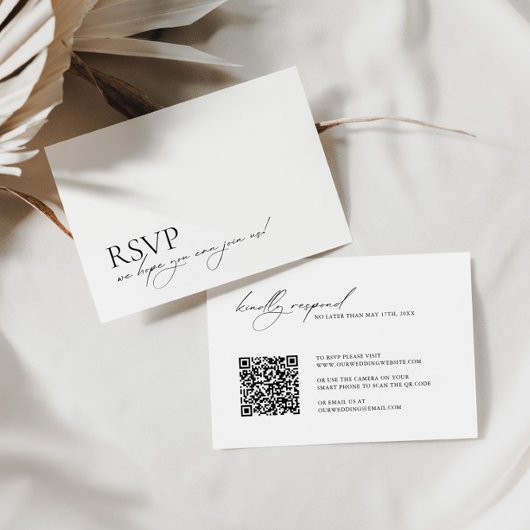Minimalistischer moderner QR-Code Hochzeit RSVP Karte