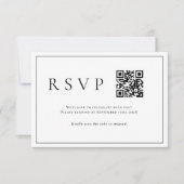 Minimalistischer moderner QR-Code Hochzeitsszenari RSVP Karte (Vorderseite)