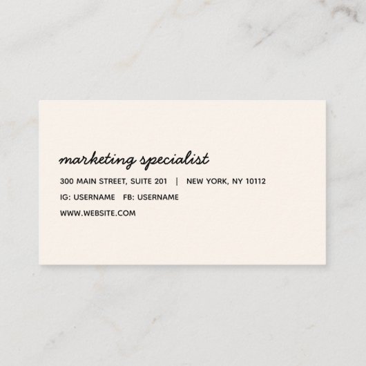 Minimalistischer, moderner Rahmen Visitenkarte (Rückseite)