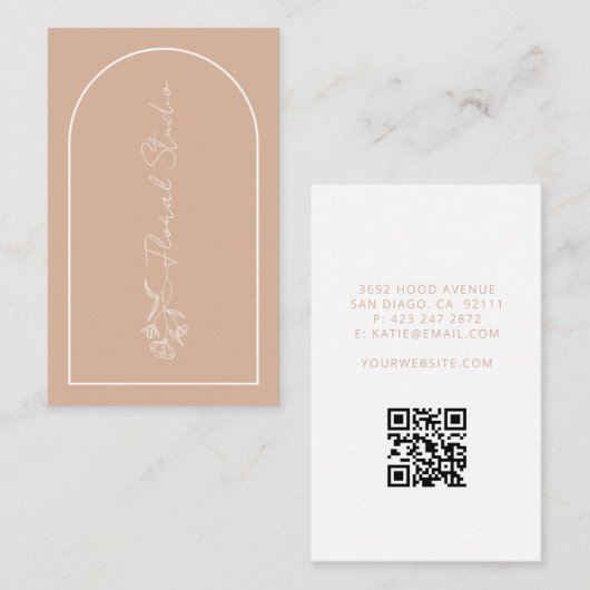 Minimalistischer moderner rosafarbener Arch Floris Visitenkarte (Vorne/Hinten)
