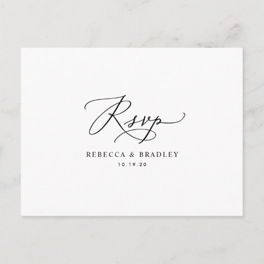Minimalistischer moderner RSVP für Schwarz/Weiß-Ho Postkarte (Vorderseite)