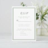 Minimalistischer, moderner Sage Green White Weddin RSVP Karte (Stehend Vorderseite)