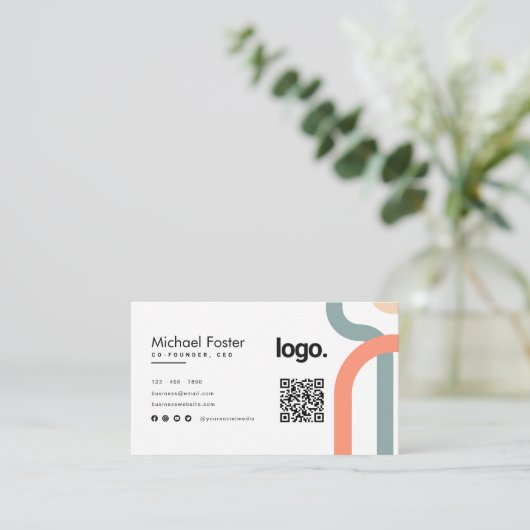 Minimalistischer, moderner Scannercode Visitenkarte (Stehend Vorderseite)