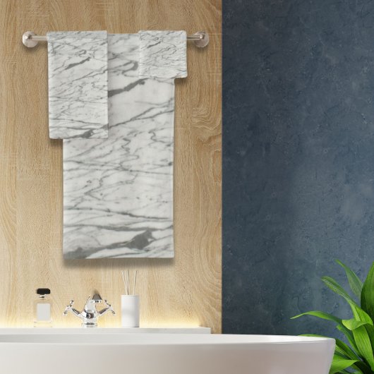 minimalistischer, moderner, schick-grau Marmor Badhandtuch Set