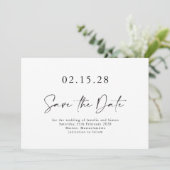 Minimalistischer moderner Schriftart Schwarz-weiß Save The Date (Stehend Vorderseite)
