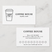 Minimalistischer, moderner Schwarz-Weiß-Kaffee Treuekarte (Vorne/Hinten)