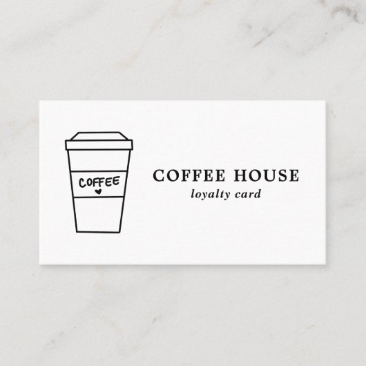 Minimalistischer, moderner Schwarz-Weiß-Kaffee Treuekarte (Vorderseite)