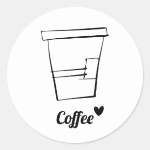 Minimalistischer moderner Schwarz-Weiß-Kaffeecup Runder Aufkleber