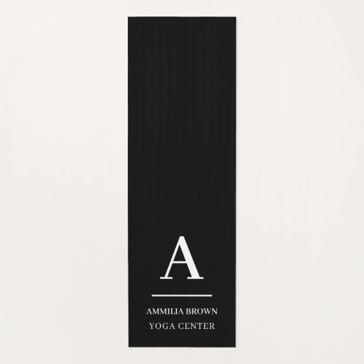 Minimalistischer moderner Schwarz-Weiß-Monogramm-S Yogamatte (Vorderseite)