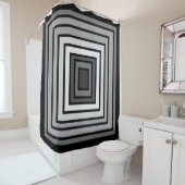 Minimalistischer, moderner schwarzweißgrauer Teppi Duschvorhang (Beispiel)