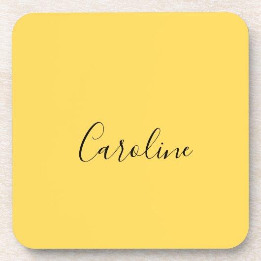 Minimalistischer, moderner Senfgelb Getränkeuntersetzer (Vorderseite)