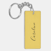Minimalistischer, moderner Senfgelb Schlüsselanhänger (Vorderseite links)