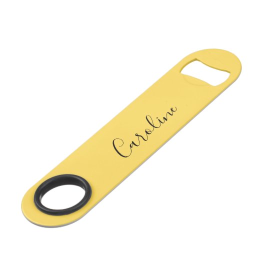 Minimalistischer, moderner Senfgelb Speed Flaschenöffner (Vorderseite Schrägansicht)