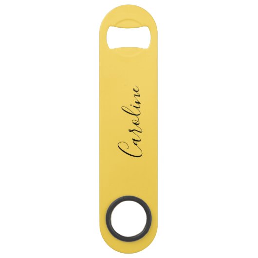 Minimalistischer, moderner Senfgelb Speed Flaschenöffner (Vorderseite)
