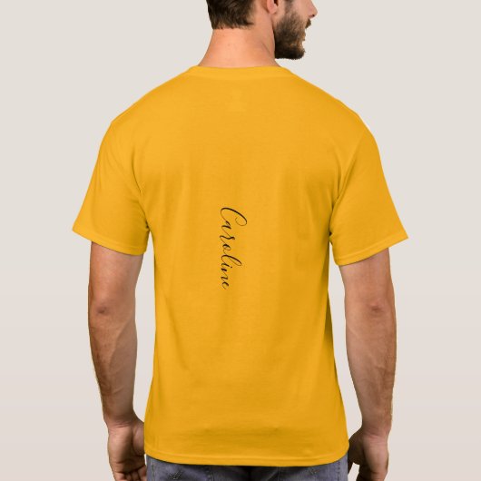 Minimalistischer, moderner Senfgelb T-Shirt (Rückseite)