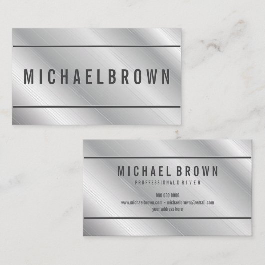 Minimalistischer, moderner Silber Visitenkarte (Vorne/Hinten)