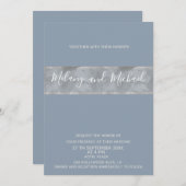 Minimalistischer, moderner staubblauer Wasserfarbe Einladung (Vorne/Hinten)