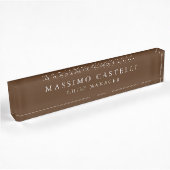 Minimalistischer moderner stilvoller brauner profe namensplakette
