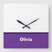 Minimalistischer moderner Streifenname oder Monogr Quadratische Wanduhr (Vorderseite)