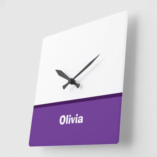 Minimalistischer moderner Streifenname oder Monogr Quadratische Wanduhr (Winkel)