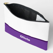 Minimalistischer moderner Streifenname oder Monogr Zubehörtasche (Offen)