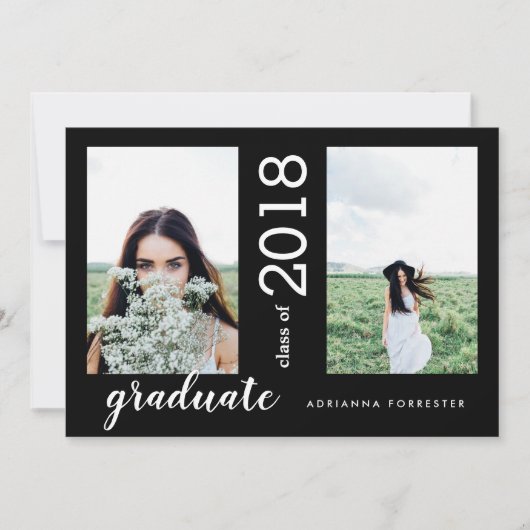 Minimalistischer moderner Studiengang zwei Foto| S Einladung (Vorderseite)