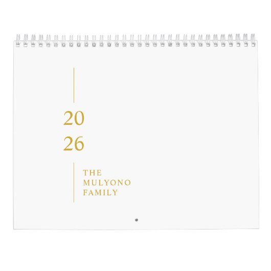 Minimalistischer moderner Wandkalender 2026 (Rückseite)