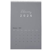 Minimalistischer moderner Wandkalender 2026 (Feb 2027)