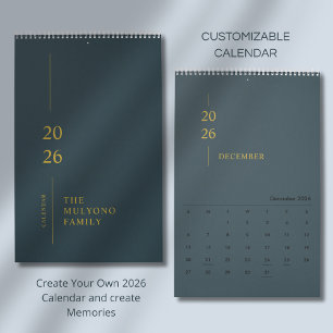 Minimalistischer moderner Wandkalender 2026