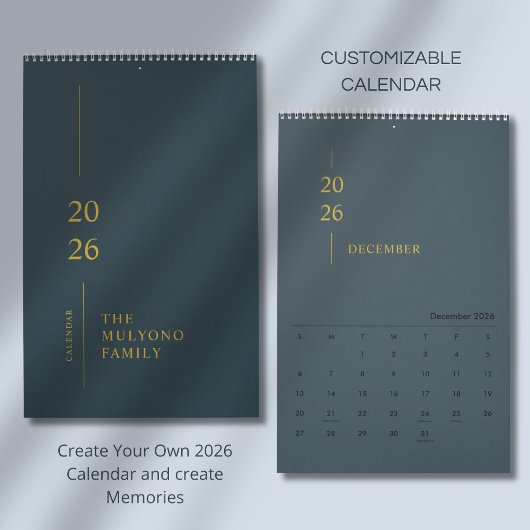 Minimalistischer moderner Wandkalender 2026