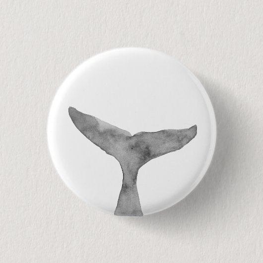 Minimalistischer moderner Wasserfarbenwhalfluch Button (Vorderseite)