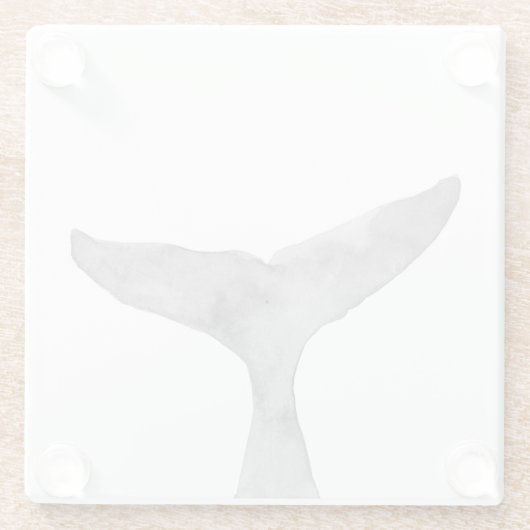 Minimalistischer moderner Wasserfarbenwhalfluch Glasuntersetzer (Rückseite)