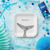 Minimalistischer moderner Wasserfarbenwhalfluch Pappteller (Party)