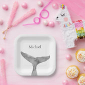 Minimalistischer moderner Wasserfarbenwhalfluch Pappteller (Party)