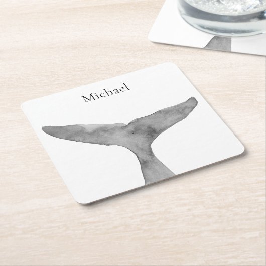 Minimalistischer moderner Wasserfarbenwhalfluch Rechteckiger Pappuntersetzer (angewinkelt)