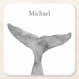 Minimalistischer moderner Wasserfarbenwhalfluch Rechteckiger Pappuntersetzer