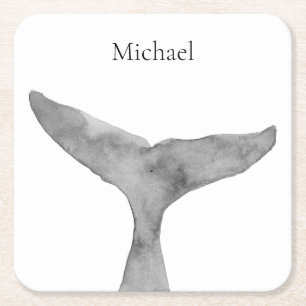Minimalistischer moderner Wasserfarbenwhalfluch Rechteckiger Pappuntersetzer