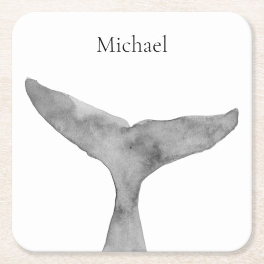 Minimalistischer moderner Wasserfarbenwhalfluch Rechteckiger Pappuntersetzer (Vorderseite)