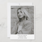 Minimalistischer, moderner weißer Abschluss mit ei Ankündigung (Vorderseite)