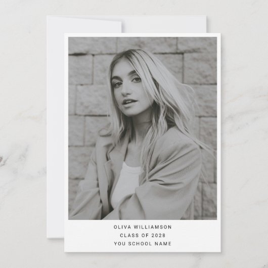 Minimalistischer, moderner weißer Abschluss mit ei Ankündigung (Vorderseite)