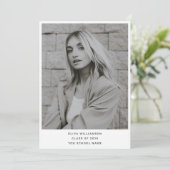 Minimalistischer, moderner weißer Abschluss mit ei Ankündigung (Stehend Vorderseite)