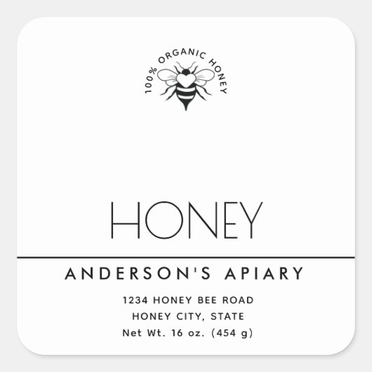 Minimalistischer, moderner Weißer Honig Quadratischer Aufkleber (Vorderseite)