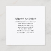 Minimalistischer moderner weißer quadratische visitenkarte (Rückseite)