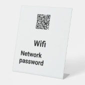 Minimalistischer Moderner Weißer Wi-Fi QR-Code-Ped Sockelschild (Vorderseite)