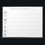 Minimalistischer moderner Wochenmehlplaner Notepad Notizblock<br><div class="desc">Minimalistischer moderner Wochenmehlplaner | Planen und planen Sie Ihre wöchentlichen Mahlzeiten mit diesem minimalistisch modernen wöchentlichen Speiseplaner. Es ist die ganze Woche über mit einem schwarzen Rahmen versehen. Dieser minimale Design-Wochenplaner wird perfekt als Geschenk für Ihr Selbst oder irgendjemanden sein. Personalisieren Sie diese mithilfe der angegebenen Felder und verwenden Sie...</div>