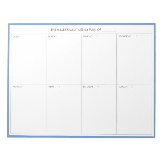 Minimalistischer moderner Wochenplaner Notepad |Bl Notizblock (Vorderseite)