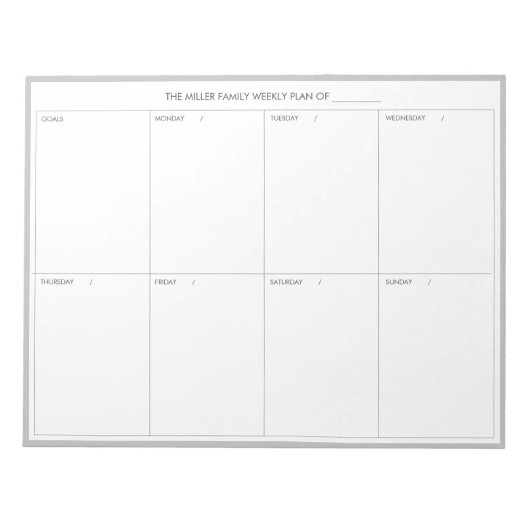 Minimalistischer moderner Wochenplaner Notepad | G Notizblock (Vorderseite)