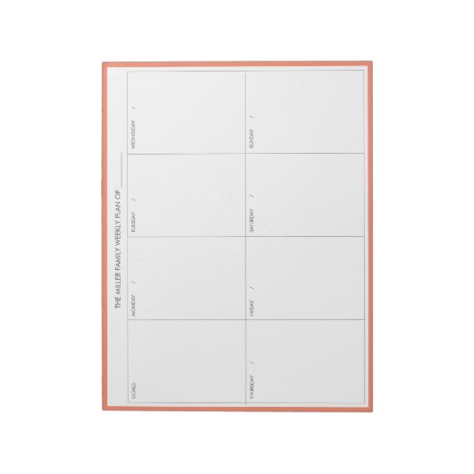 Minimalistischer moderner Wochenplaner Notepad |La Notizblock (Rotiert)