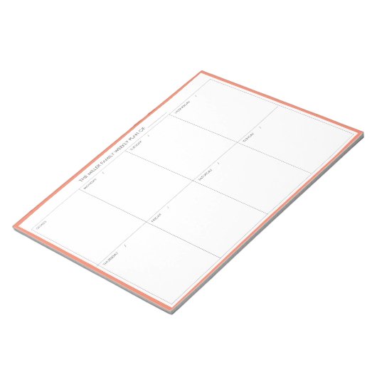 Minimalistischer moderner Wochenplaner Notepad |La Notizblock (angewinkelt)