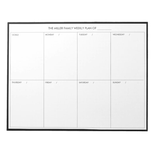 Minimalistischer moderner Wochenplaner Notepad Notizblock (Vorderseite)
